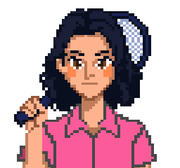 32-bit vector self-portrait of Jeremie holding a racket.